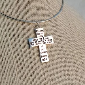 Psalms 95.1 scripture on 925 sterling silver cross